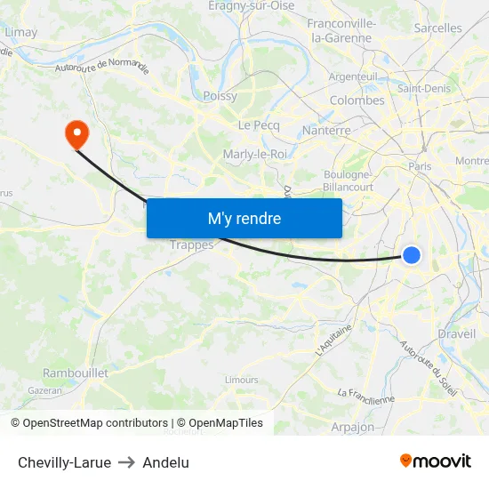 Chevilly-Larue to Andelu map