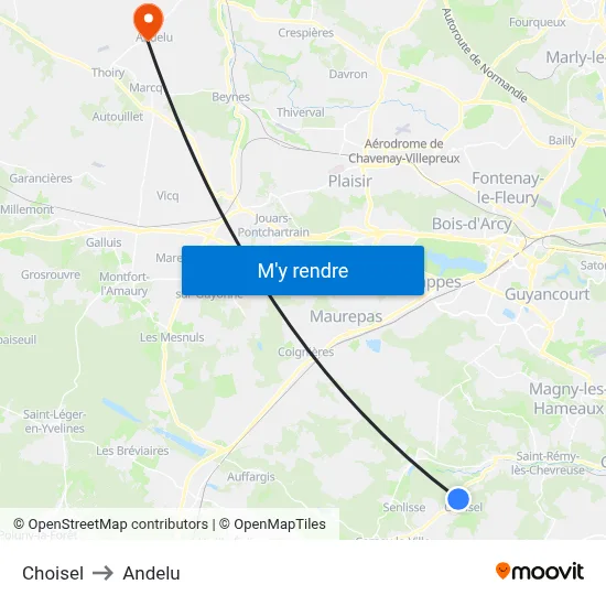 Choisel to Andelu map