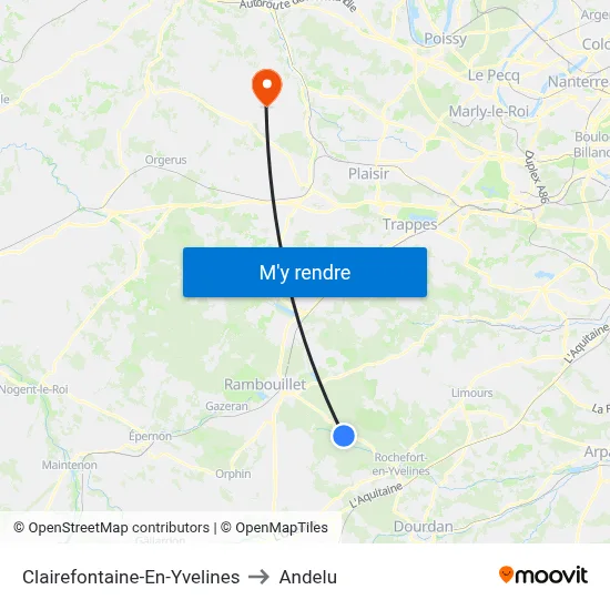 Clairefontaine-En-Yvelines to Andelu map