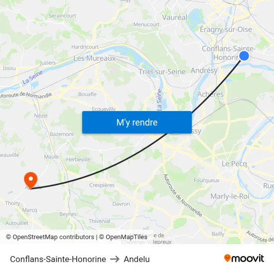 Conflans-Sainte-Honorine to Andelu map