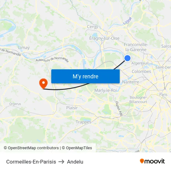 Cormeilles-En-Parisis to Andelu map