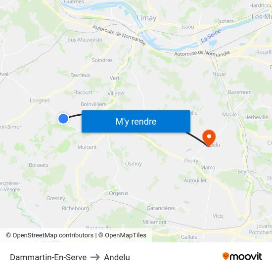 Dammartin-En-Serve to Andelu map