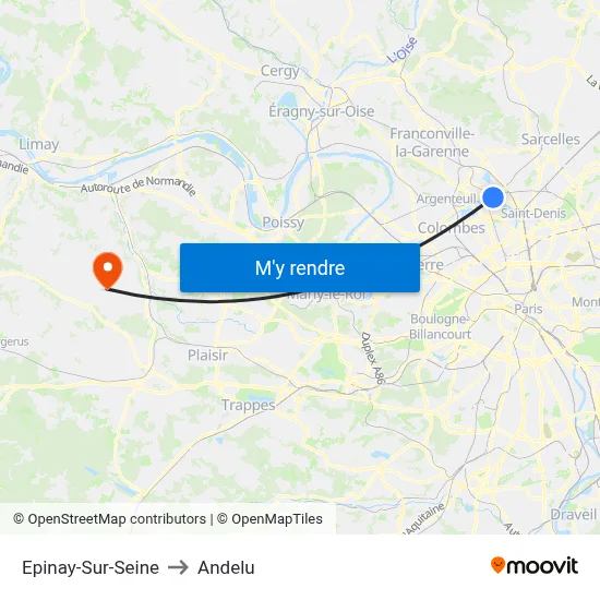 Epinay-Sur-Seine to Andelu map