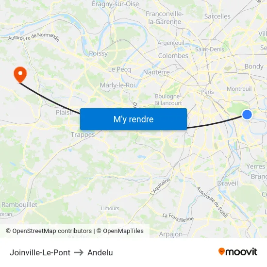 Joinville-Le-Pont to Andelu map