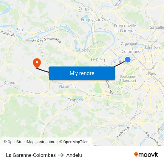 La Garenne-Colombes to Andelu map