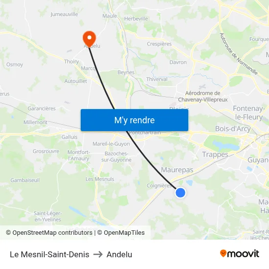 Le Mesnil-Saint-Denis to Andelu map