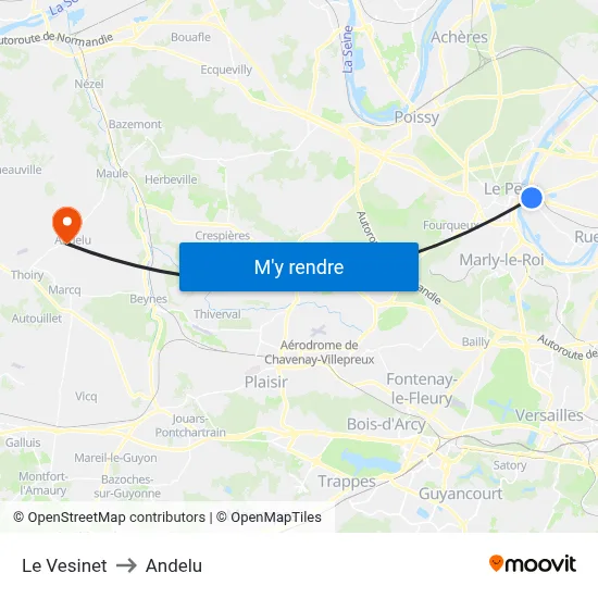 Le Vesinet to Andelu map