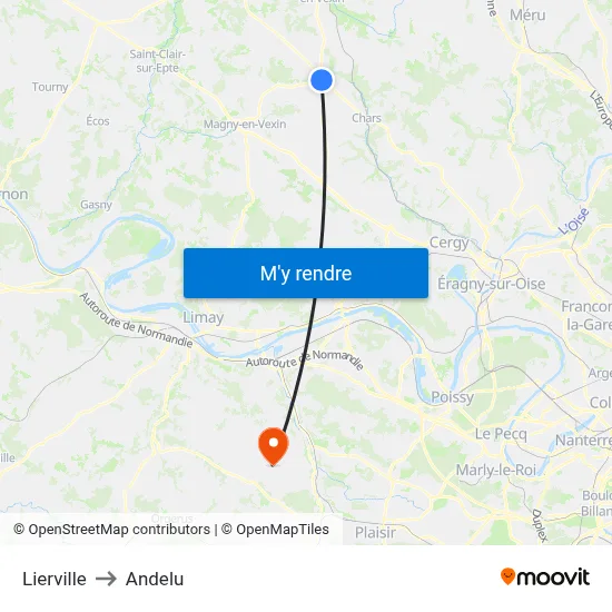 Lierville to Andelu map