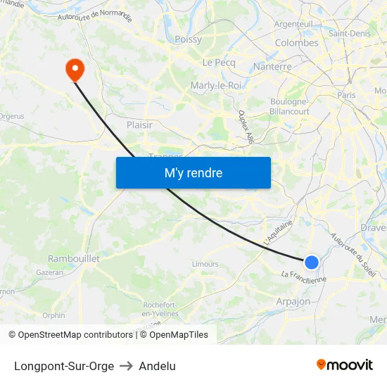 Longpont-Sur-Orge to Andelu map