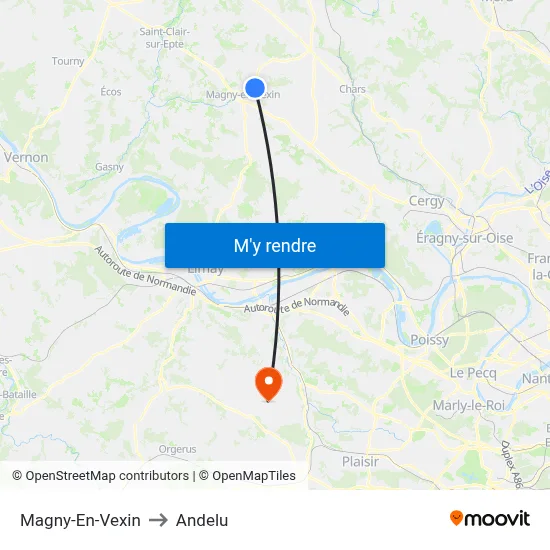 Magny-En-Vexin to Andelu map
