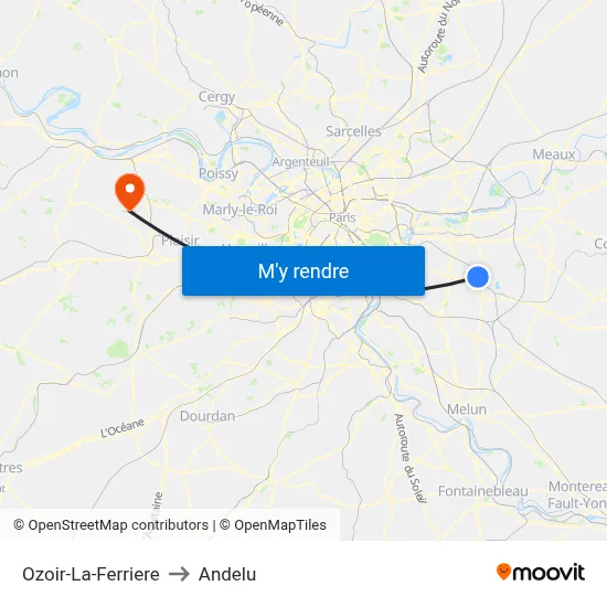 Ozoir-La-Ferriere to Andelu map