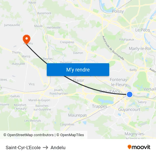 Saint-Cyr-L'Ecole to Andelu map