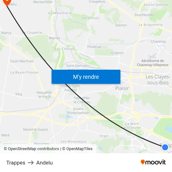 Trappes to Andelu map