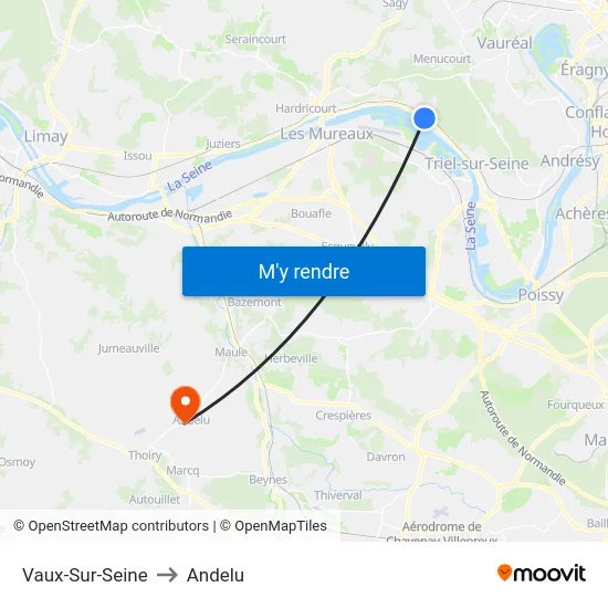 Vaux-Sur-Seine to Andelu map