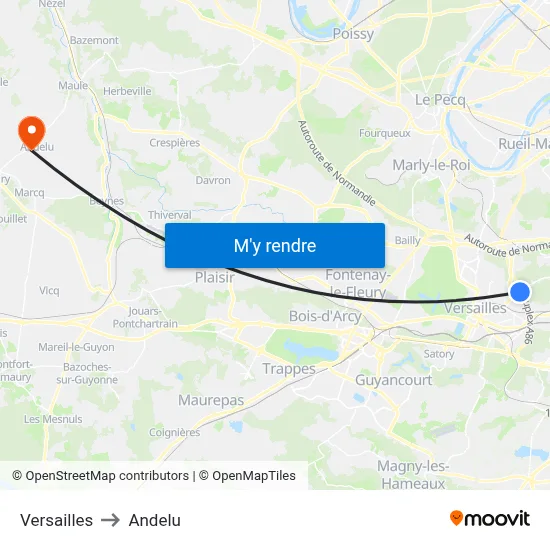 Versailles to Andelu map