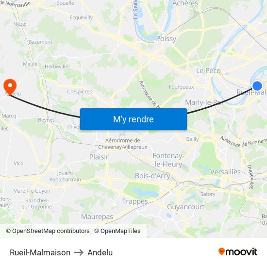 Rueil-Malmaison to Andelu map