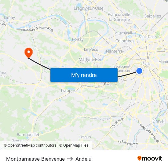 Montparnasse-Bienvenue to Andelu map