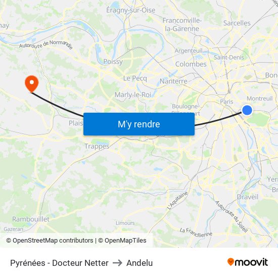 Pyrénées - Docteur Netter to Andelu map