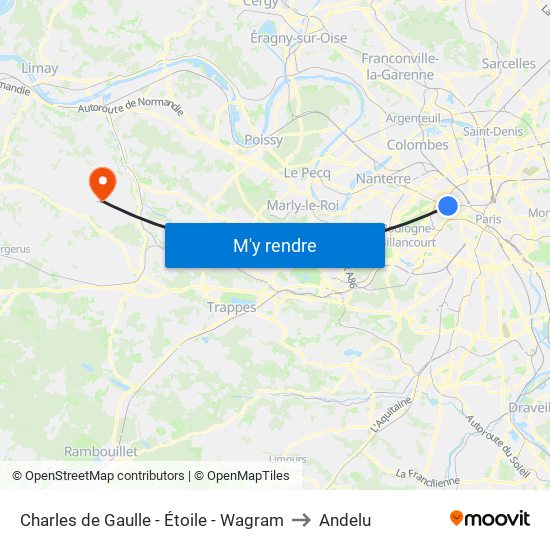 Charles de Gaulle - Étoile - Wagram to Andelu map