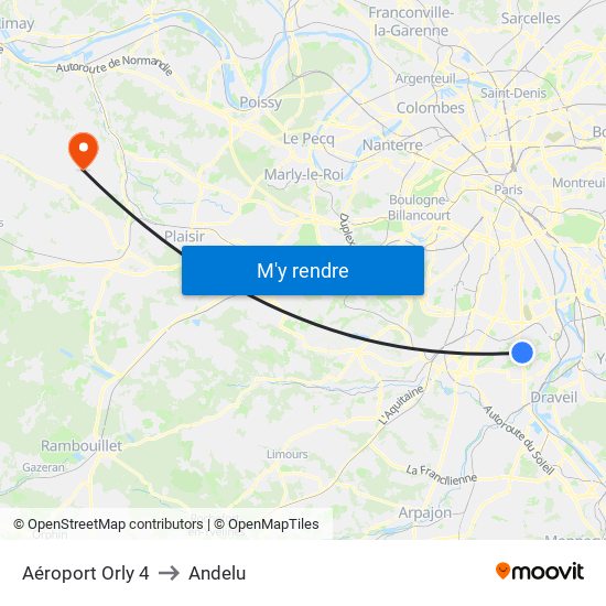 Aéroport Orly 4 to Andelu map