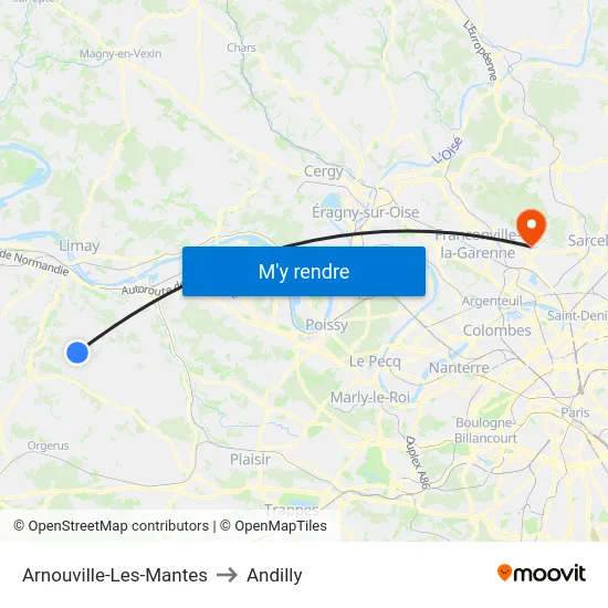 Arnouville-Les-Mantes to Andilly map