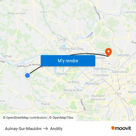 Aulnay-Sur-Mauldre to Andilly map
