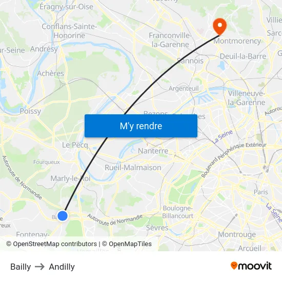 Bailly to Andilly map