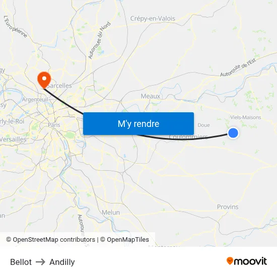 Bellot to Andilly map