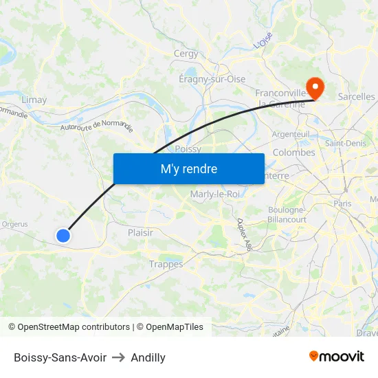 Boissy-Sans-Avoir to Andilly map