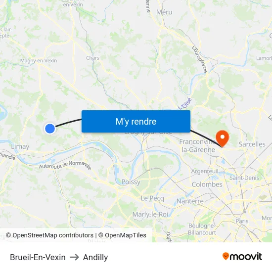 Brueil-En-Vexin to Andilly map