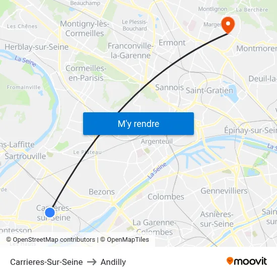 Carrieres-Sur-Seine to Andilly map
