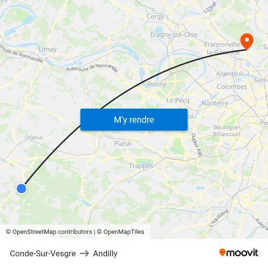 Conde-Sur-Vesgre to Andilly map