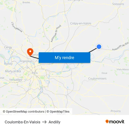 Coulombs-En-Valois to Andilly map