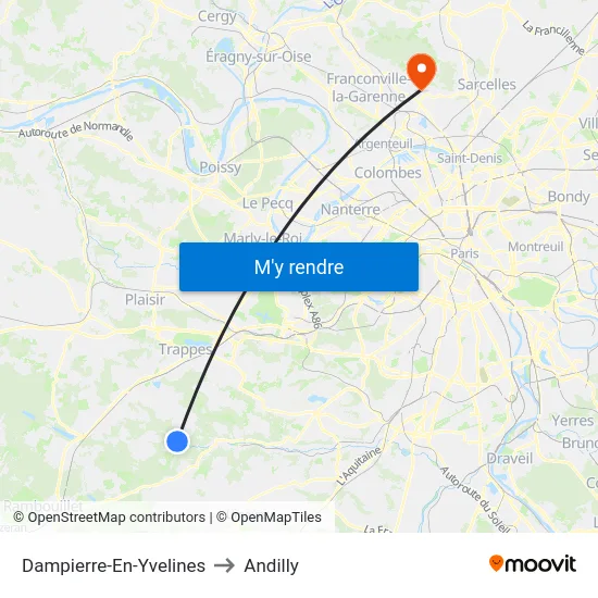 Dampierre-En-Yvelines to Andilly map