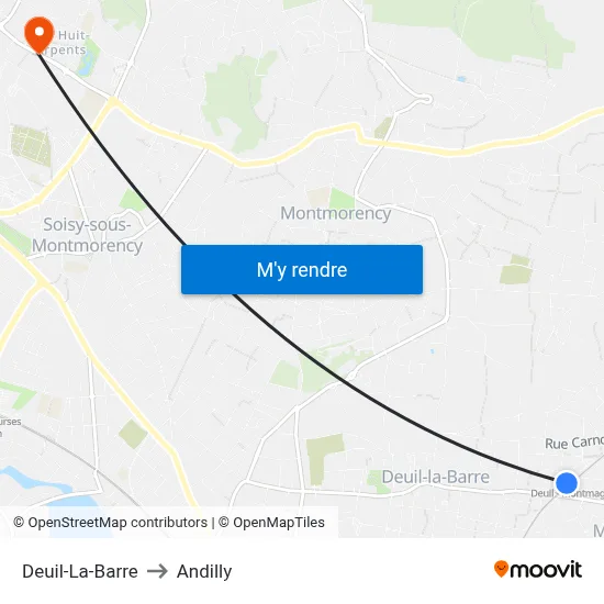 Deuil-La-Barre to Andilly map