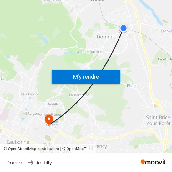 Domont to Andilly map