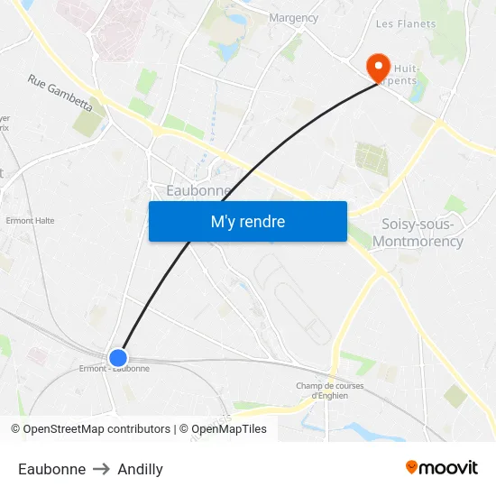 Eaubonne to Andilly map