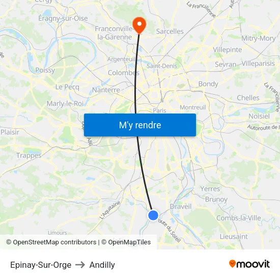 Epinay-Sur-Orge to Andilly map