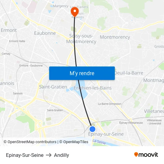 Epinay-Sur-Seine to Andilly map