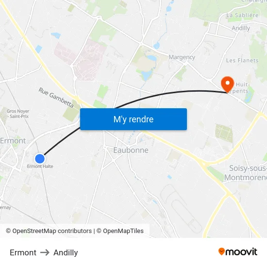Ermont to Andilly map