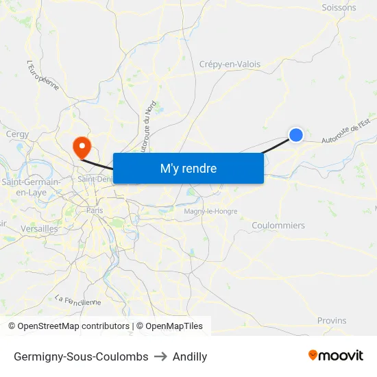 Germigny-Sous-Coulombs to Andilly map