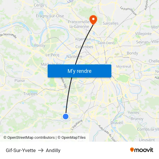 Gif-Sur-Yvette to Andilly map