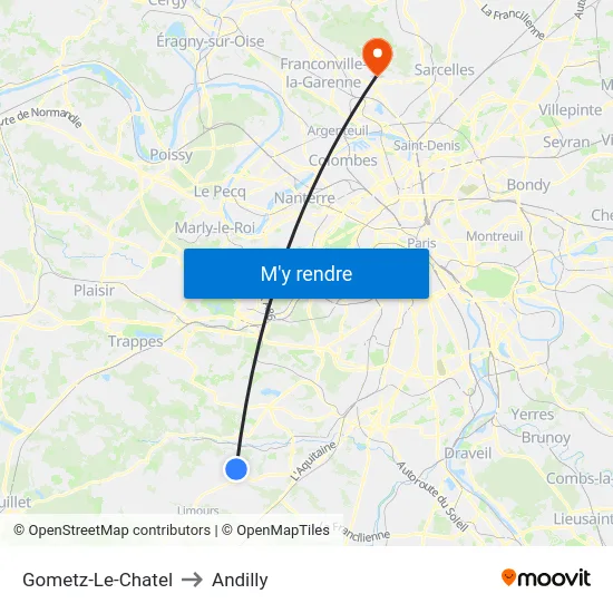 Gometz-Le-Chatel to Andilly map