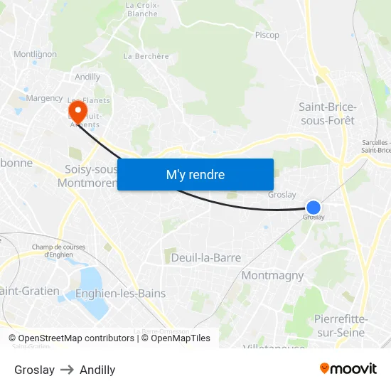 Groslay to Andilly map