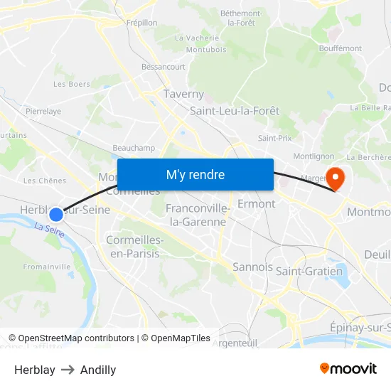 Herblay to Andilly map