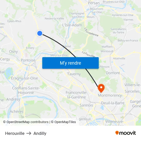 Herouville to Andilly map