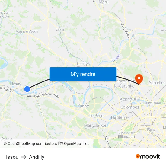 Issou to Andilly map