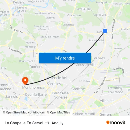 La Chapelle-En-Serval to Andilly map