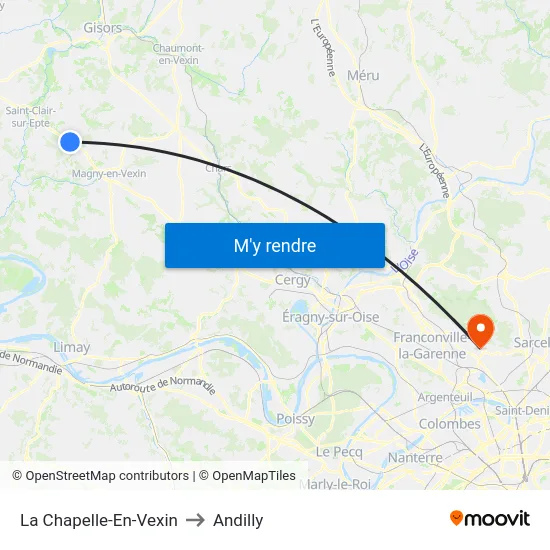 La Chapelle-En-Vexin to Andilly map