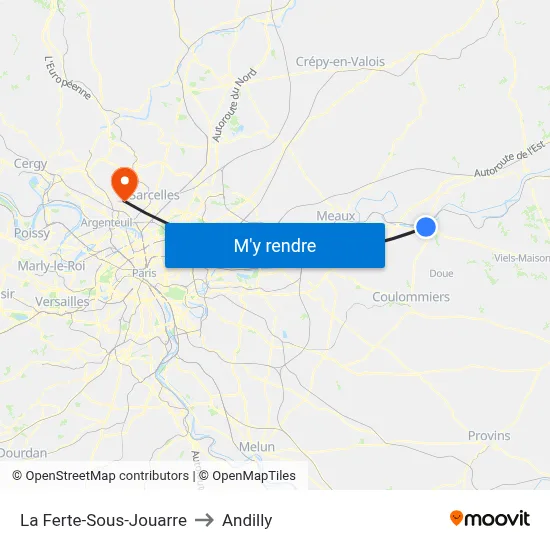 La Ferte-Sous-Jouarre to Andilly map